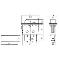 Prepínač kolískový 2pol./3pin ON-ON 250V/15A čierny