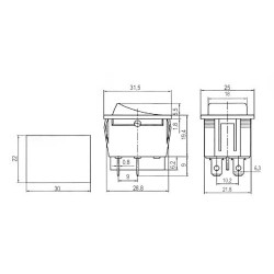 Prepínač kolískový 2pol./4pin ON-OFF 250V/15A čierny