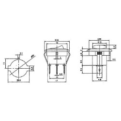 Prepínač kolískový okrúhly pros. 2pol./3pin ON-OFF 16A/12VDC žltý