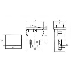 Prepínač kolískový 2pol./4pin ON-OFF 250V/3A LED žltý