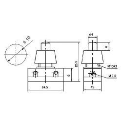 Prepínač tlačidlo okrúhle typ-1 ON-OFF 250V/1A biele