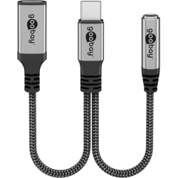 Adaptér GOOBAY 74524 2xUSB-C/JACK 3,5mm (pre počúvanie hudby)