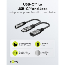 Adaptér GOOBAY 74524 2xUSB-C/JACK 3,5mm (pre počúvanie hudby)