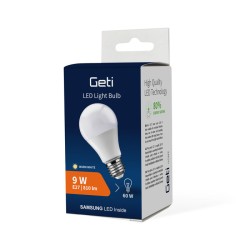 Žiarovka LED E27 9W A60 biela teplá GETI SAMSUNG čip