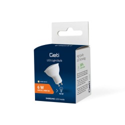 Žiarovka LED GU10 6W biela teplá GETI SAMSUNG čip