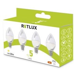 Žiarovka LED E14 5W C37 biela teplá RETLUX REL 35 4ks