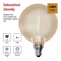 Žiarovka DECO LED E27 4W flame EMOS Z5BO11