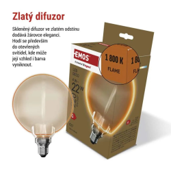 Žiarovka DECO LED E27 4W flame EMOS Z5BO11