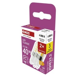 LED žiarovka JC G9 4,2W biela prírodná EMOS ZQ9E23.2 2ks