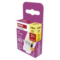 LED žiarovka JC G9 4,2W teplá biela EMOS ZQ9E22.2 2ks
