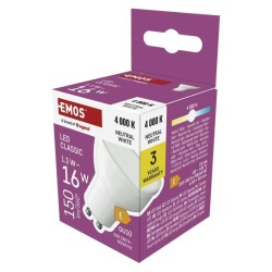 LED žiarovka GU10 1,3W MR16 biela prírodná EMOS ZQ8EL3