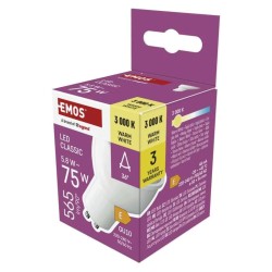 LED žiarovka GU10 5,8W MR16 biela teplá EMOS ZQ8E32N