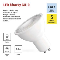 LED žiarovka GU10 5,8W MR16 biela teplá EMOS ZQ8E34N