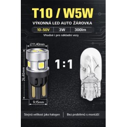Autožiarovka LED T10 9-50V CARCLEVER 952035cb 6LED/3030SMD CAN-Bus biela 2ks