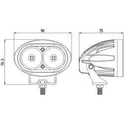 Svetlo na pracovné stroje LED T756A, 10-30V/20W diaľkové so šošovkami
