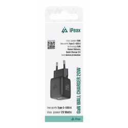 USB adaptér iPEAX GaN USB/USB-C 90010125 Black