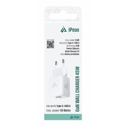 Adaptér USB iPEAX GaN USB/USB-C 90010132 White