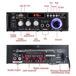 Zosilňovač, rádio, bluetooth, prehrávač MP3, karaoke BT-298A