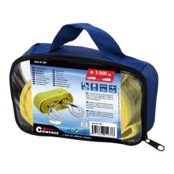 Lano ťažné ploché 3000kg s karabínami COMPASS 01237