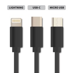 Kábel GETI GCU 01 USB 3v1 čierny samonavíjacie