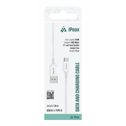 Kábel iPEAX 90010117 USB/USB-C 1,5 m biely