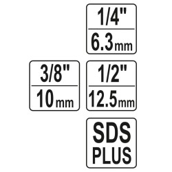 Súprava adaptérov do vŕtačiek SDS+ 1/4", 3/8", 1/2" YATO YT-04686