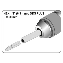 Adaptér do vŕtačky SDS+ Hex 1/4" YATO YT-04690