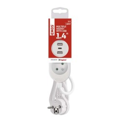 Predlžovací prívod 2 zásuvky 1,4m EMOS P0211E USB