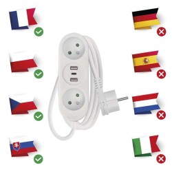 Predlžovací prívod 2 zásuvky 1,4m EMOS P0211E USB