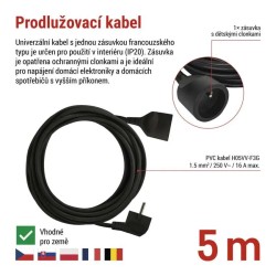 Predlžovací kábel s 1 zásuvkou EMOS PC0115R, 5 m