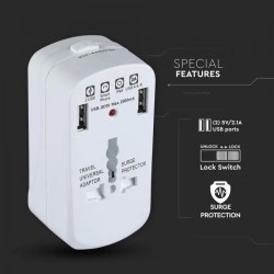 Adaptér cestovný V-TAC 8704 univerzálny