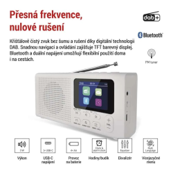 Prenosné rádio EMOS E0091 s Bluetooth, DAB/ DAB+/ FM, biele