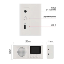 Prenosné rádio EMOS E0091 s Bluetooth, DAB/ DAB+/ FM, biele