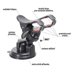Držiak do auta COMPASS 06255 Double Clips s prísavkou