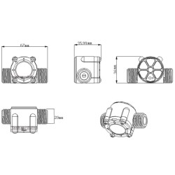Prietokomer YF-S201 1/2" 1-30l/min pre Arduino
