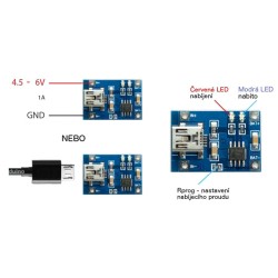Nabíjačka Li-Ion článku 1A, modul s IO TP4056