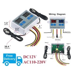 Digitálny termostat duálny XK-W1088, -50 až +110 ° C, napájanie 12V