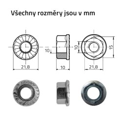 Matica šesťhranná s golierom nerez M10, ozubená