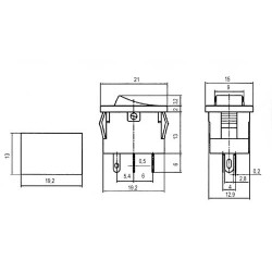 Prepínač kolískový 2pol./4pin ON-OFF 250V/3A LED červený