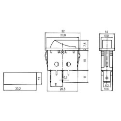 Prepínač kolískový 2pol./2pin ON-OFF 250V/15A čierny