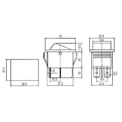 Prepínač kolískový 2pol./4pin ON-OFF 250V/15A červený