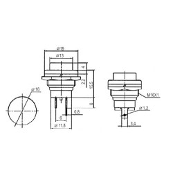 Čierne okrúhle tlačidlo OFF-(ON), 4 A/125 V, 2 A/250 V