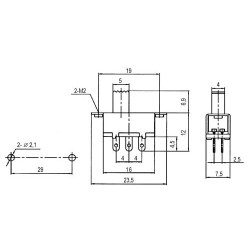 Prepínač šupátkový-stredný 2pol./6pin ON-ON (12V)