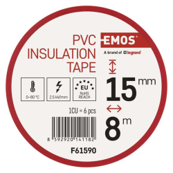 Páska izolačná PVC 15mm/8m mix farieb EMOS 6ks