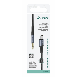 Adaptér iPEAX 90010139 USB-C / JACK 3,5 mm (na počúvanie hudby) čierny