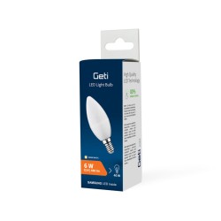 Žiarovka LED E14 6W C37 biela teplá GETI SAMSUNG čip