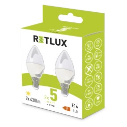 Žiarovka LED E14 5W C37 biela teplá RETLUX REL 34 2ks
