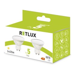 Žiarovka LED GU10 5W biela teplá RETLUX REL 36 2ks