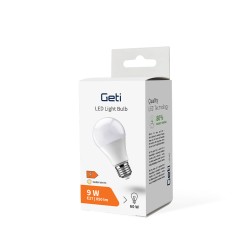 Žiarovka LED E27 9W A60 biela teplá GETI