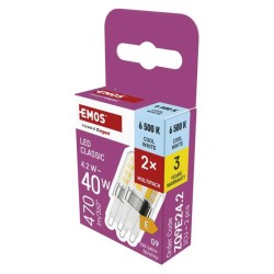 Žiarovka LED JC G9 4,2W biela studená EMOS ZQ9E24.2 2ks